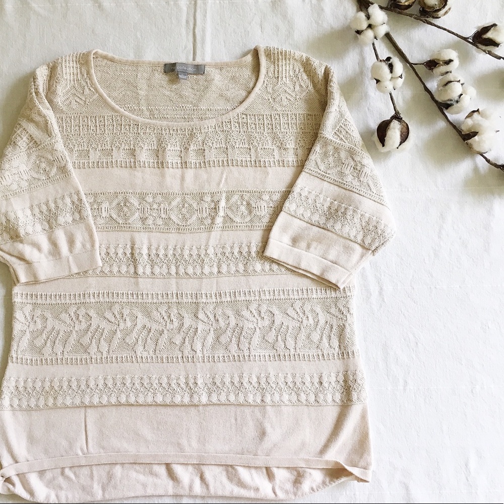 Vintage Decorated 3/4 Sleeve Sweater